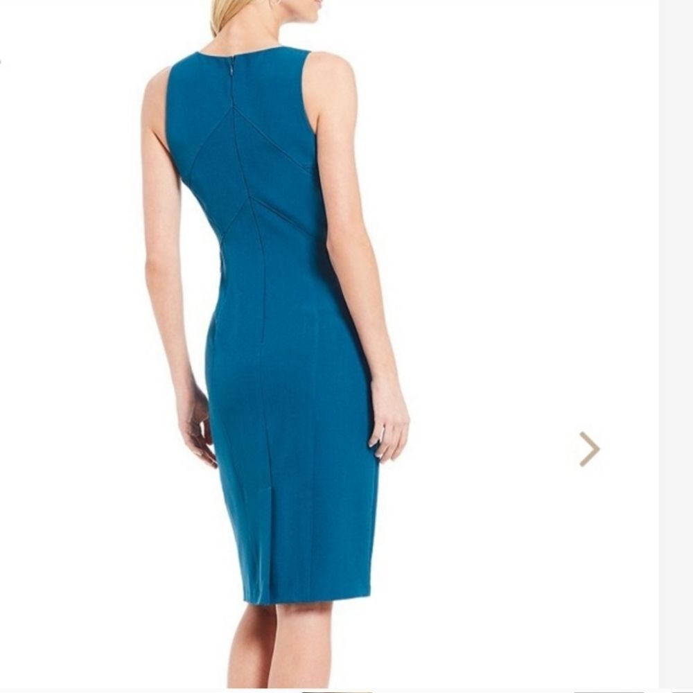 Adrianna Papell women’s size 10 jewel neck sleeveless teal sheath dress lined - Picture 6 of 12